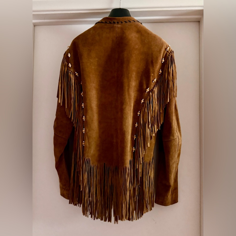 Stunning Vintage Suede Western Boho Tribal Festival Fringe Beaded Cropped Jacket - Picture 4 of 7